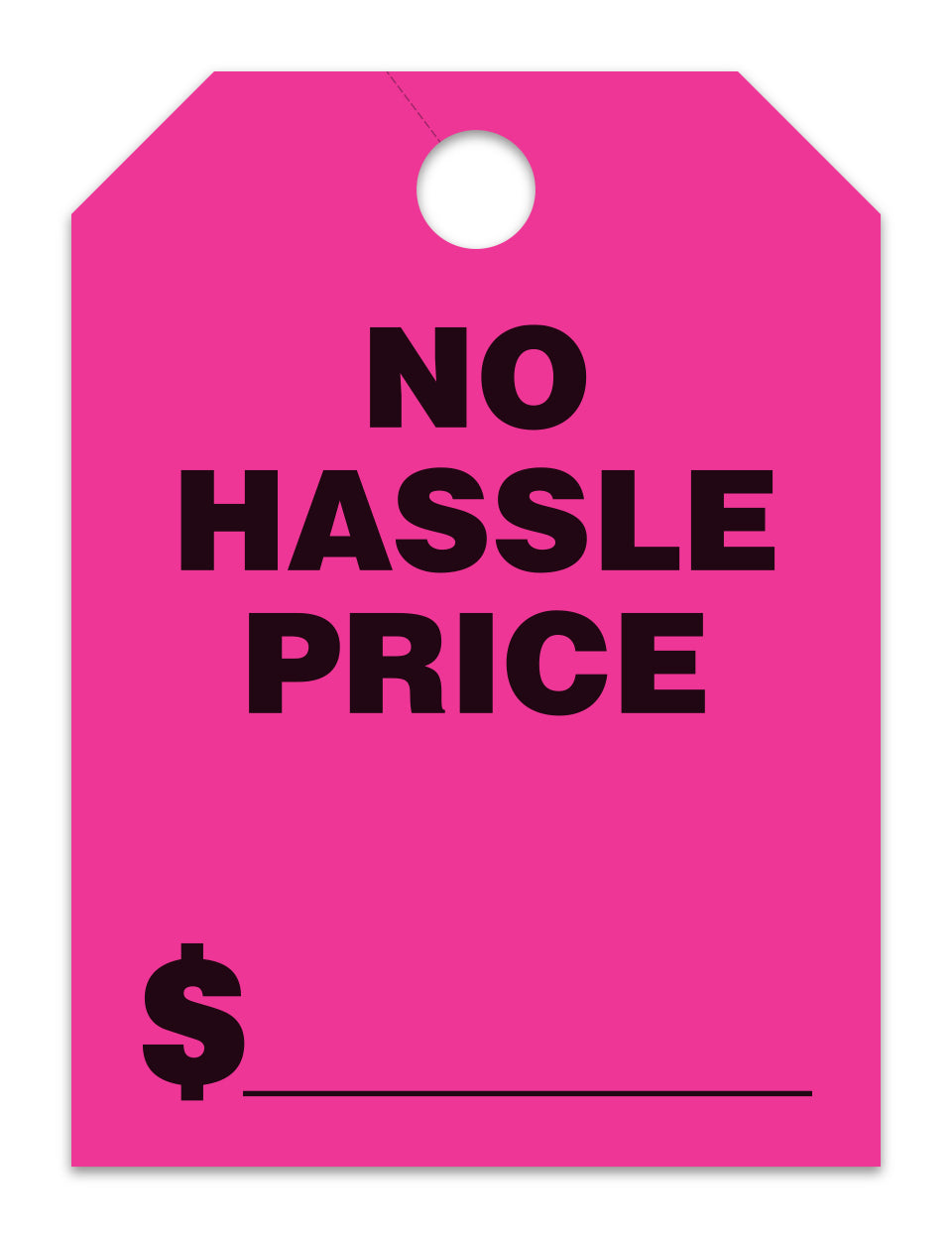 Hang Tags - No Hassle Price - Large, Pink - Qty. 50