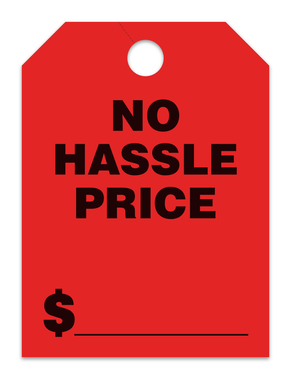 Hang Tags - No Hassle Price - Large, Red - Qty. 50