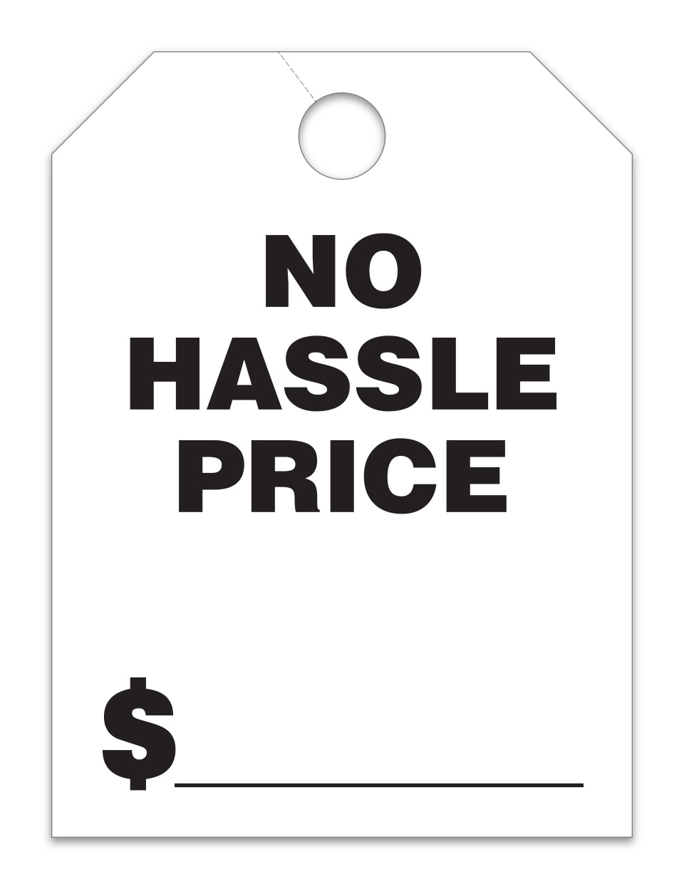 Hang Tags - No Hassle Price - Large, White - Qty. 50