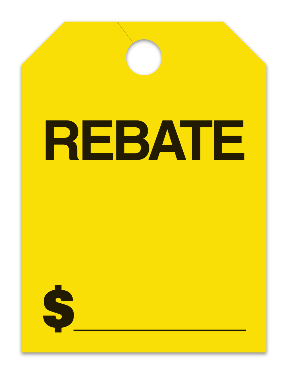 Hang Tags - Rebate - Large, Yellow - Qty. 50