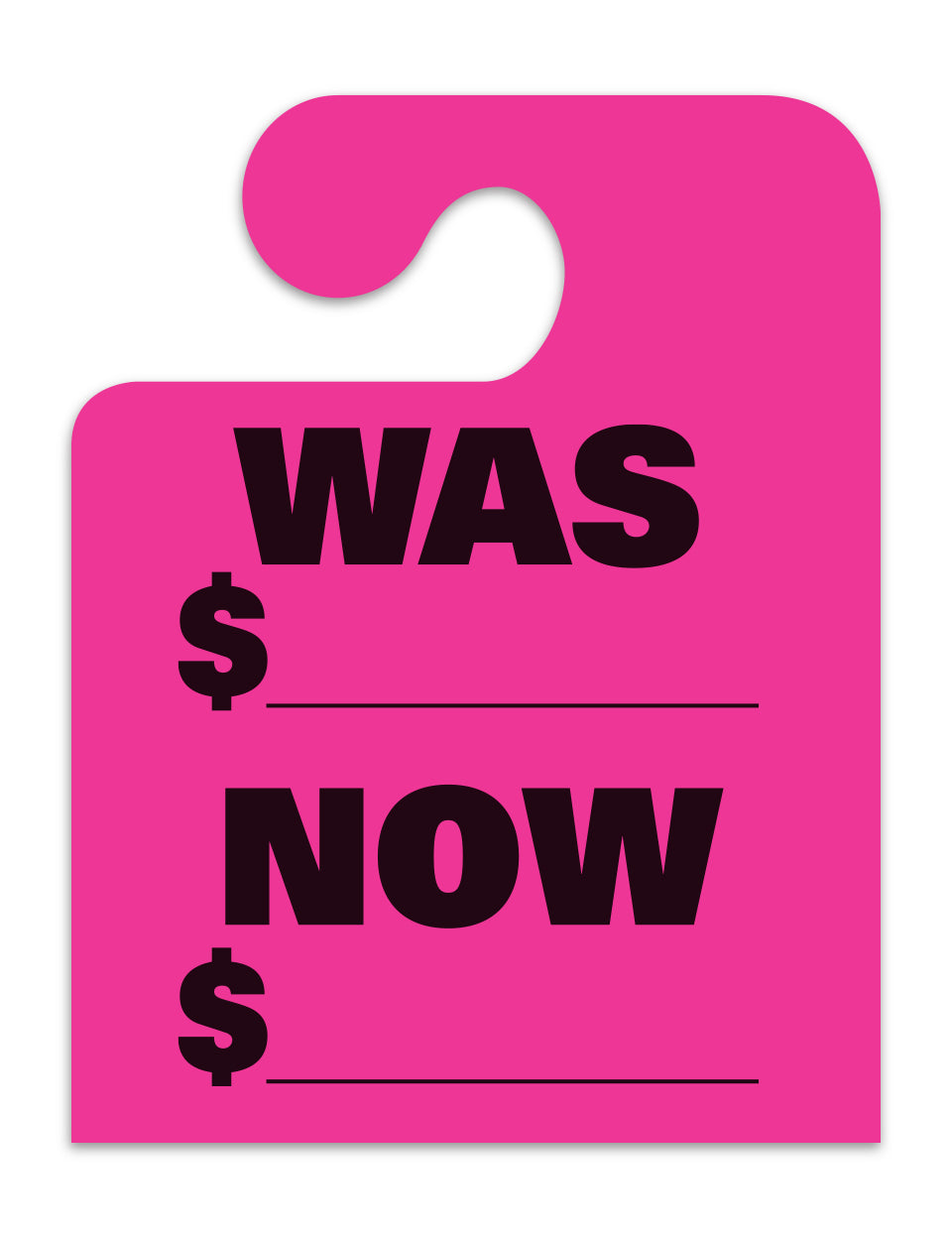 J-Hook Hang Tags - Was Now - Large, Pink - Qty. 50