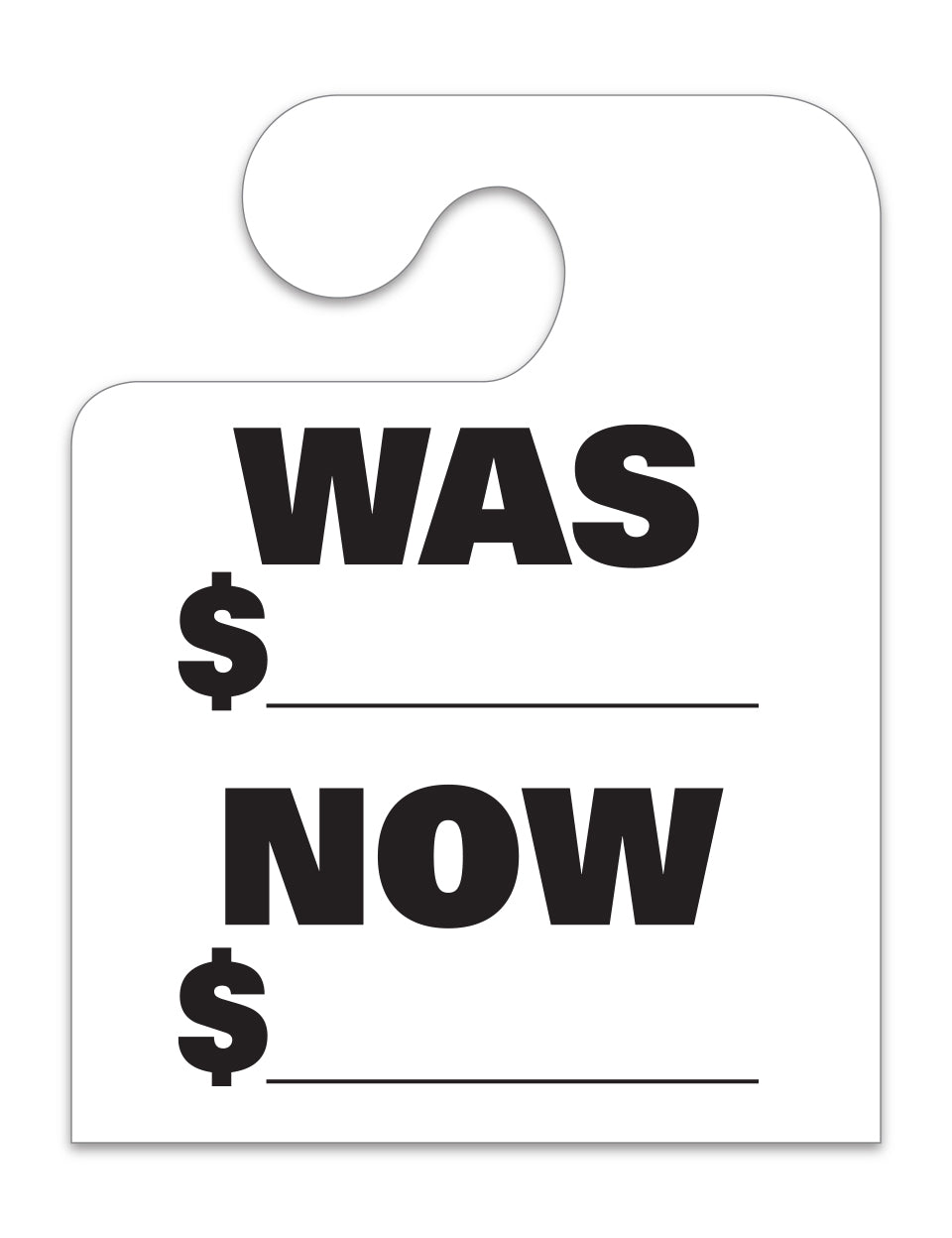 J-Hook Hang Tags - Was Now - Large, White - Qty. 50