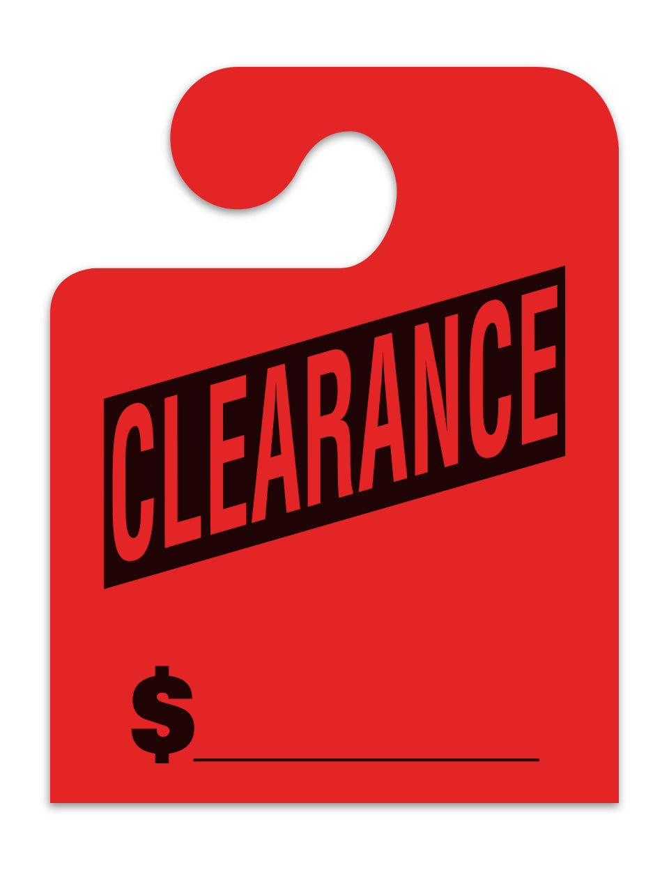 J-Hook Hang Tags - Clearance - Large, Red - Qty. 50