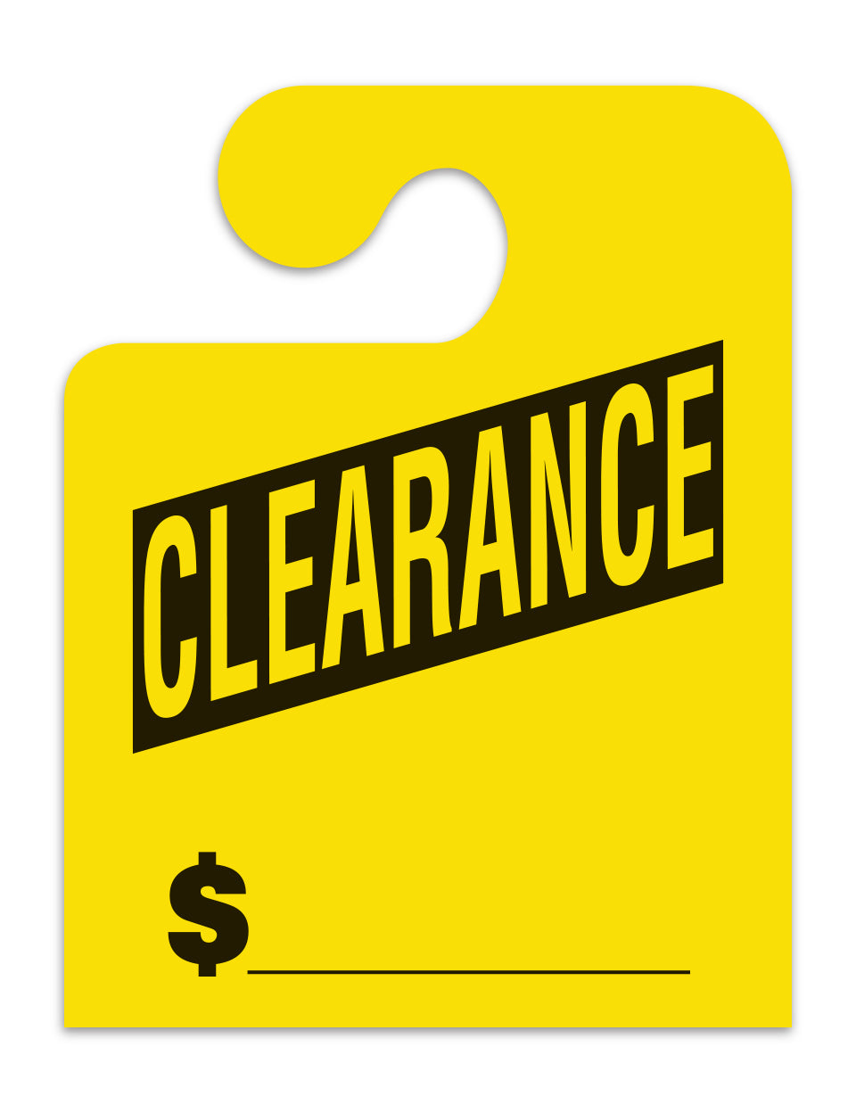 J-Hook Hang Tags - Clearance - Large, Yellow - Qty. 50
