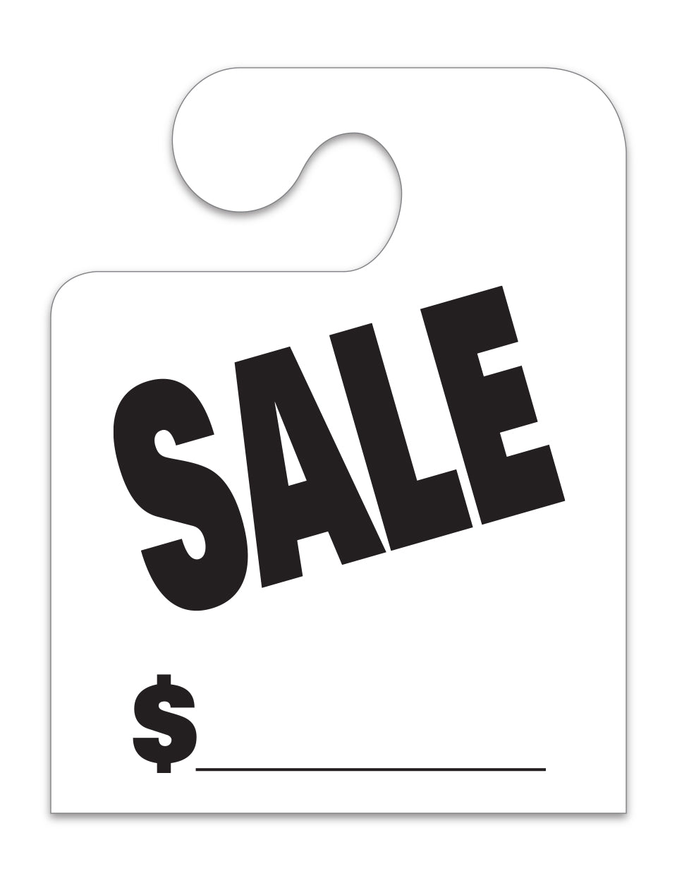 J-Hook Hang Tags - Sale - Large, White - Qty. 50