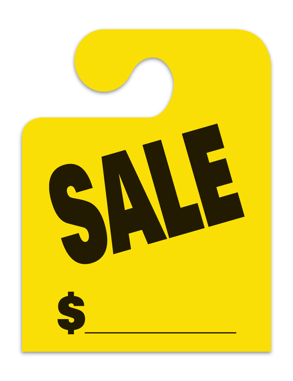 J-Hook Hang Tags - Sale - Large, Yellow - Qty. 50