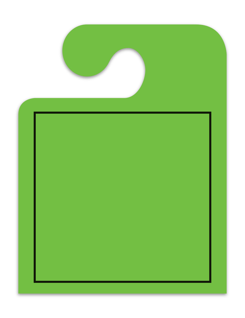 J-Hook Hang Tags - Blank with Black Frame - Large, Green - Qty. 50