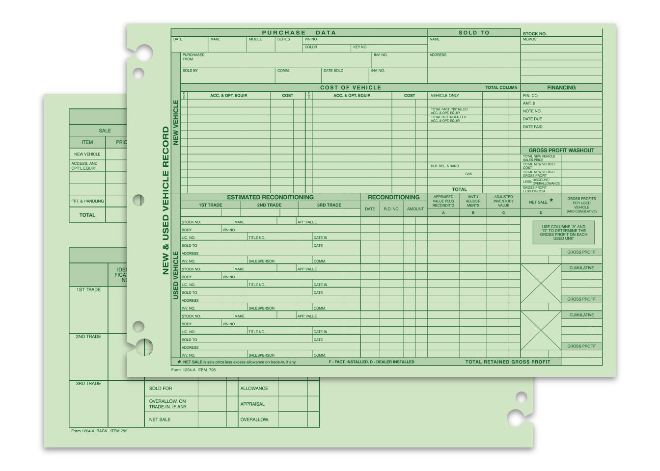 Vehicle Inventory Record - 1204-A - Qty. 50