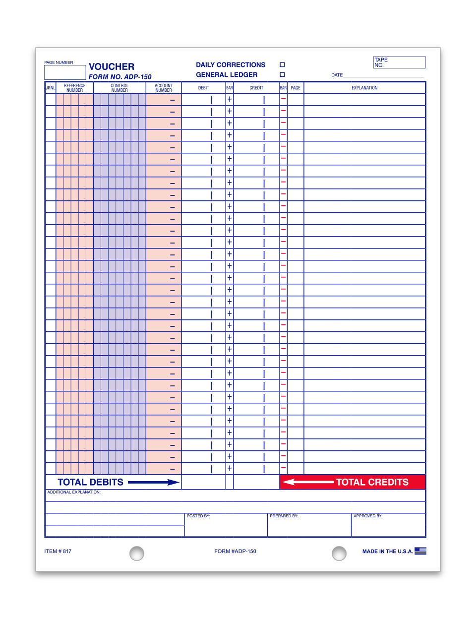 General Journal Voucher - ADP-150 - Qty. 100