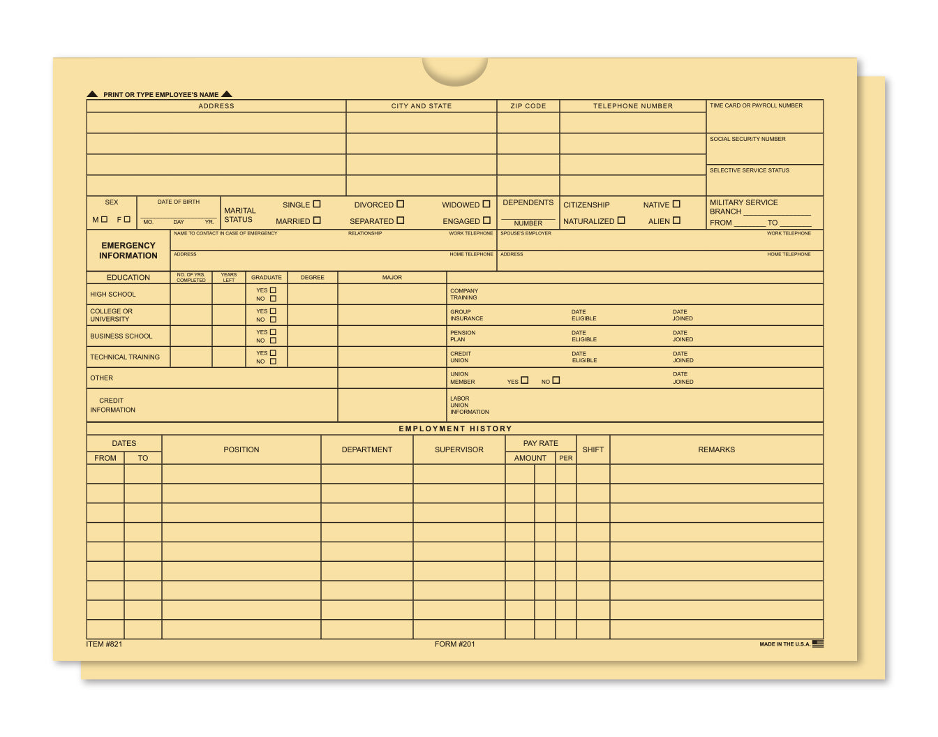 Employee File Jacket - 201 - Qty. 50
