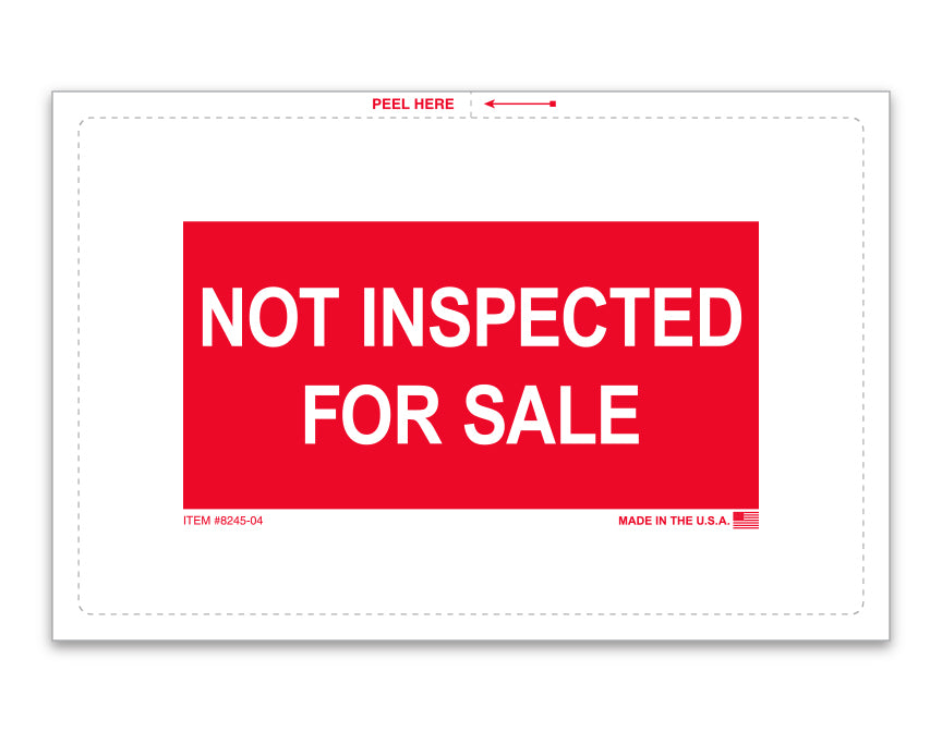 Not Inspected for Sale Sticker - 8" x 5-1/4" - Qty. 100