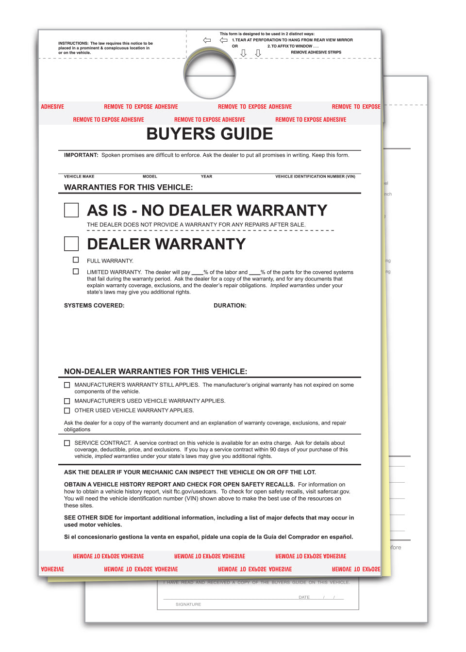 Buyers Guide - BG-2017 - As Is - 2 Part - Hanging Tag - Qty. 100