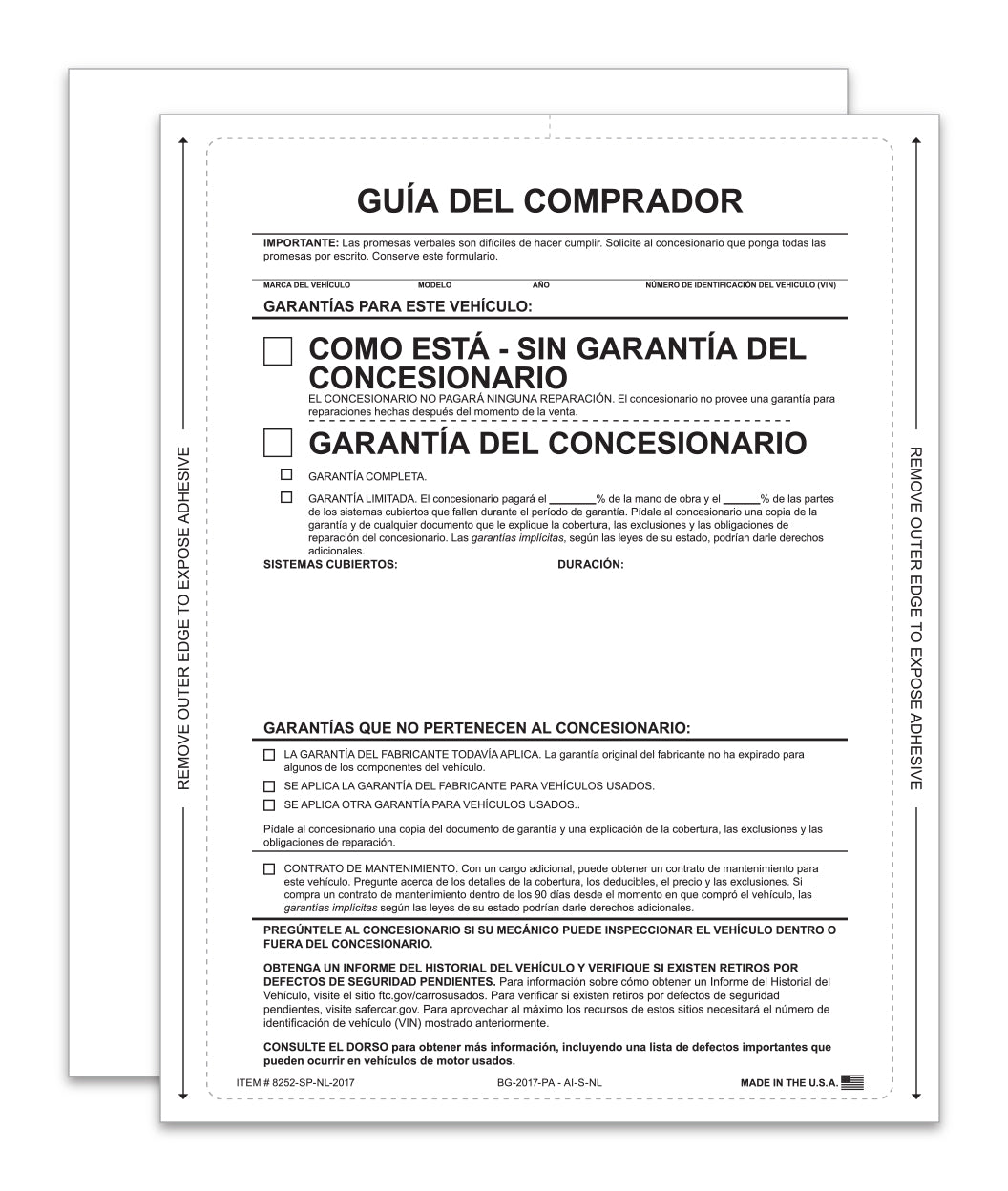 Interior Buyers Guide-BG-2017- As Is-P/A-Spanish-No Lines-Qty. 100