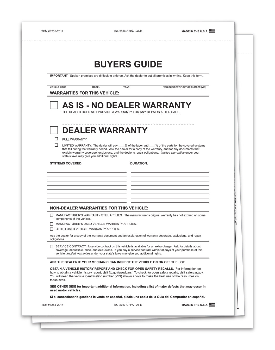 Interior Buyers Guide - BG-2017- As Is - 2 Part, Paper/PA - Qty. 100
