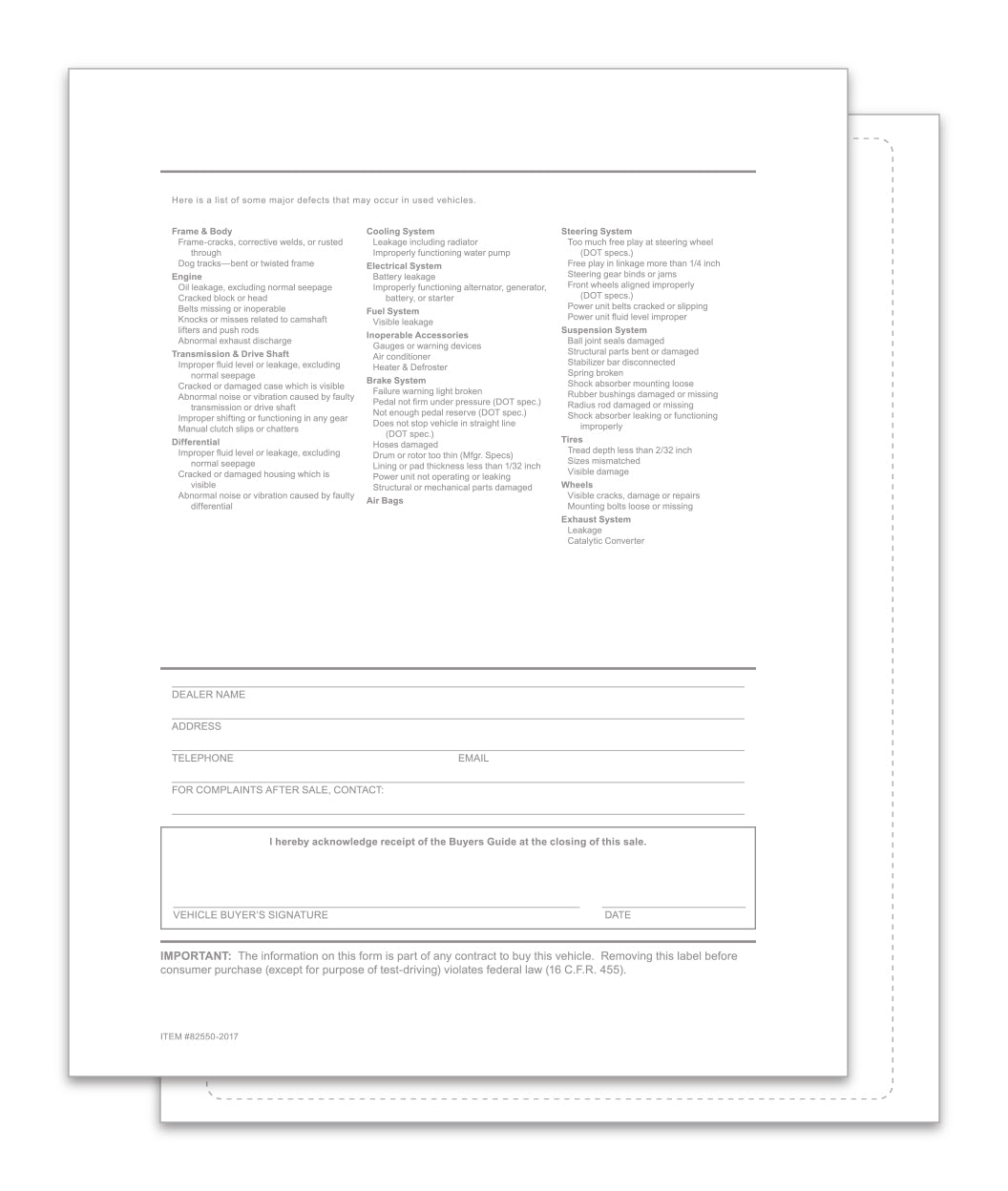 Interior Buyers Guide - P/A - Backer Printing Only - Qty. 100