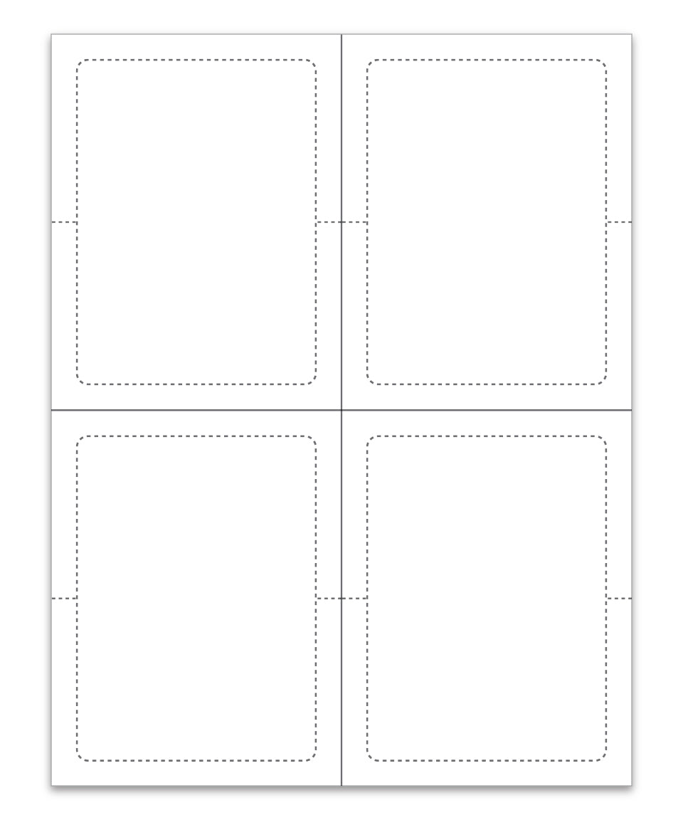 4.25" x 5.5" - 4 Up - Die Cut/Perfed BLANK, Perm. Adh. - Qty. 250