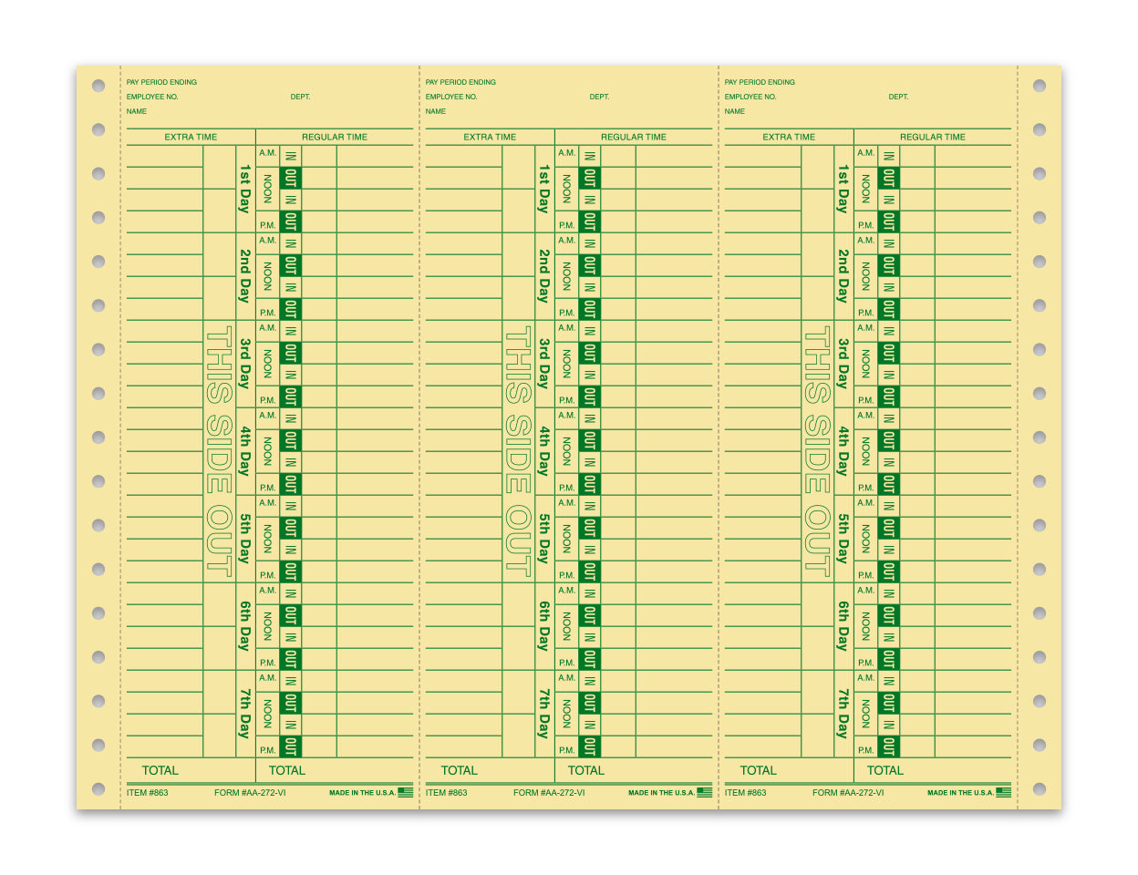 Cont. Time Clock Cards - AA-292-VI - Qty. 300