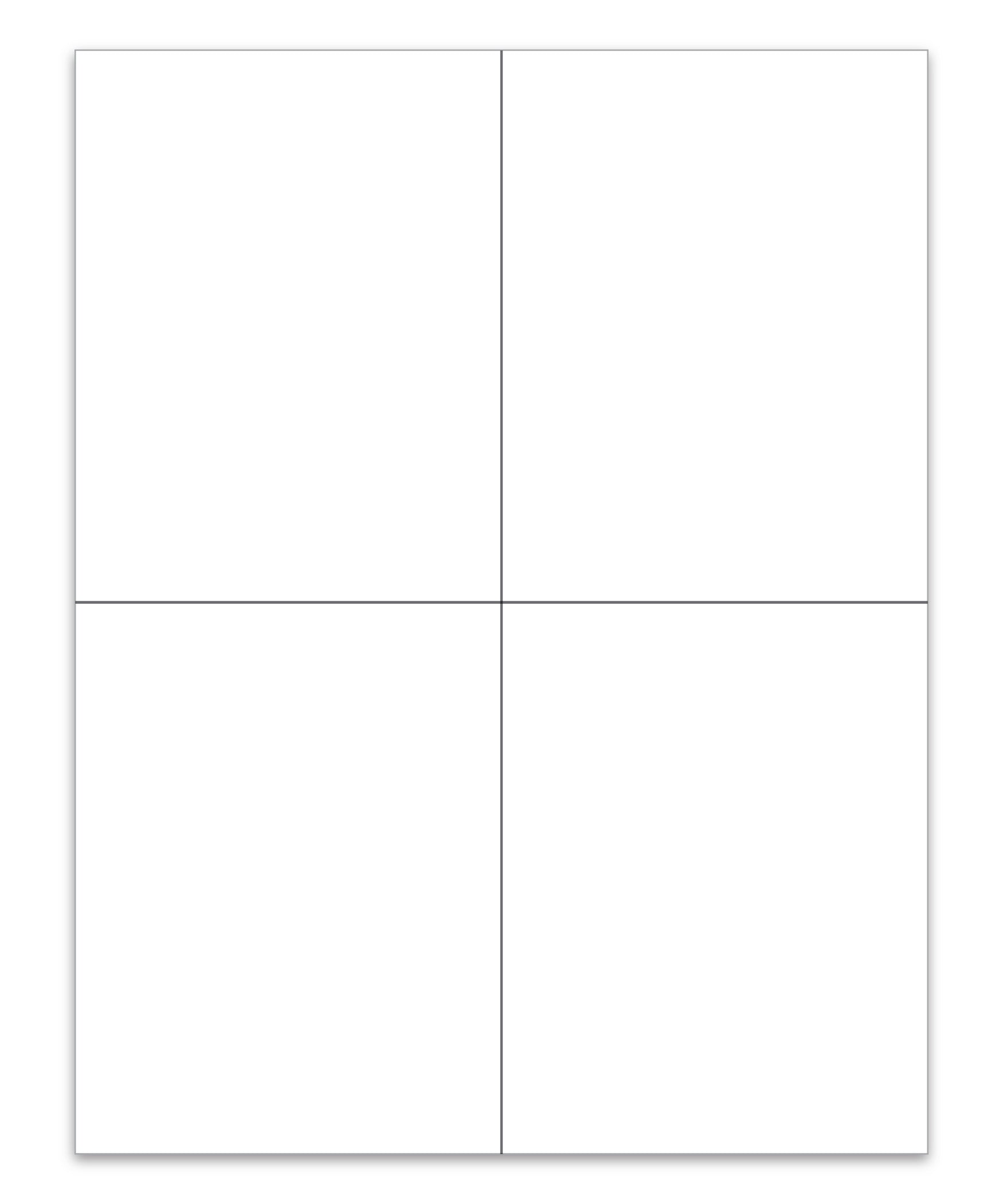 4.25" x 5.5" - 4 Up - Die Cut/Perfed BLANK, Ext. Laser Window Stick. - Qt