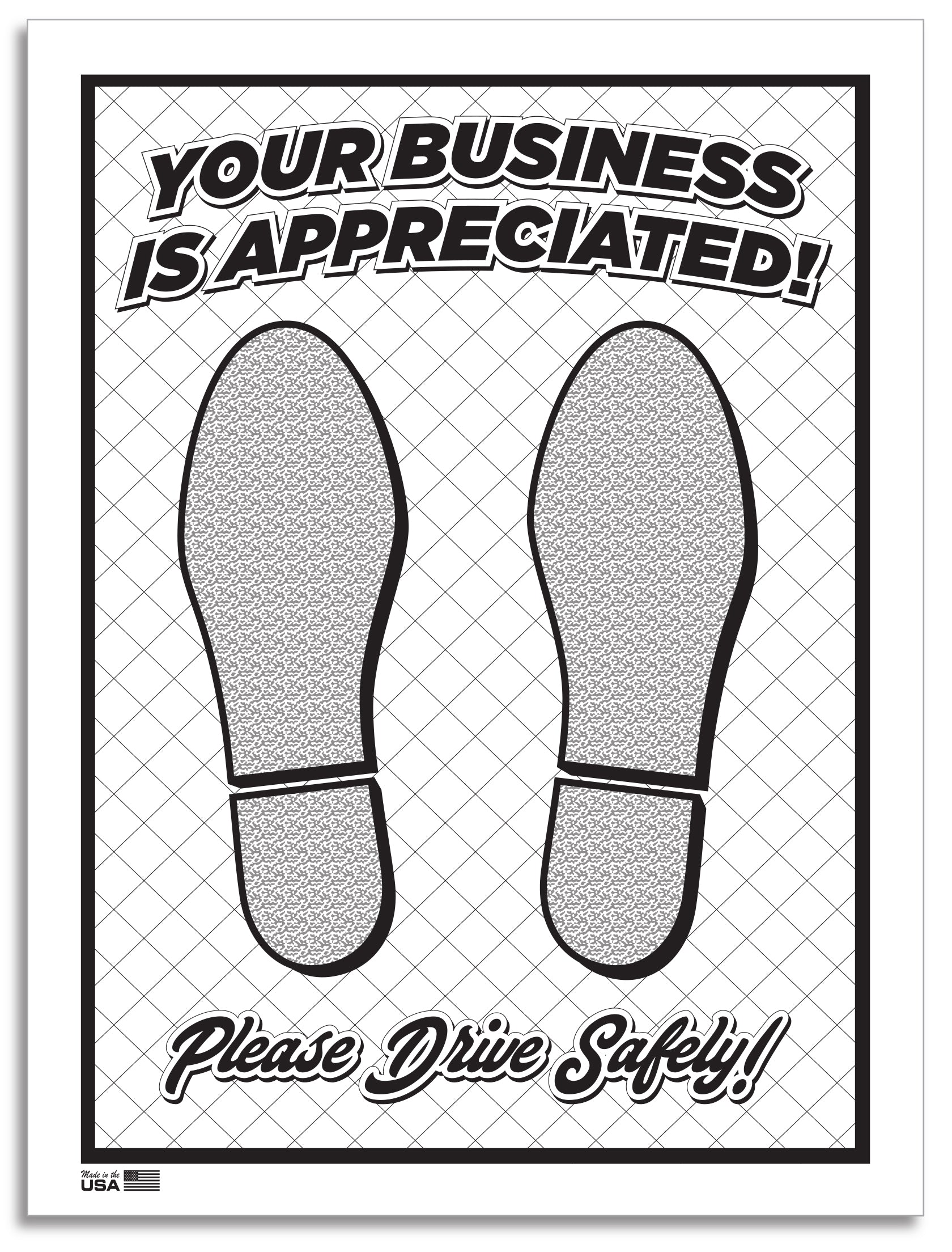 Floor Mat - Heavy Duty Plastic Coated - Black, Footprint - Qty. 500