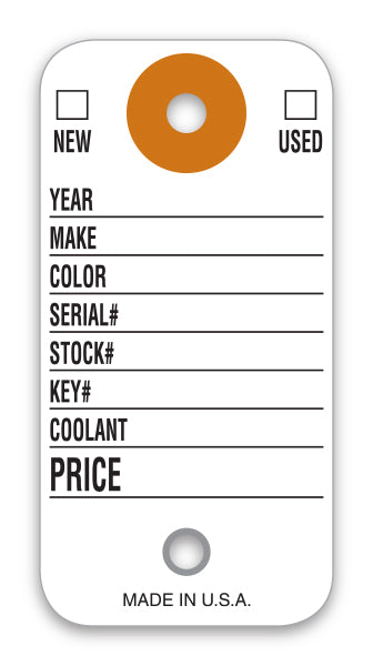Colored Key Tags - CT-5 WHITE - With Rings Qty. 500