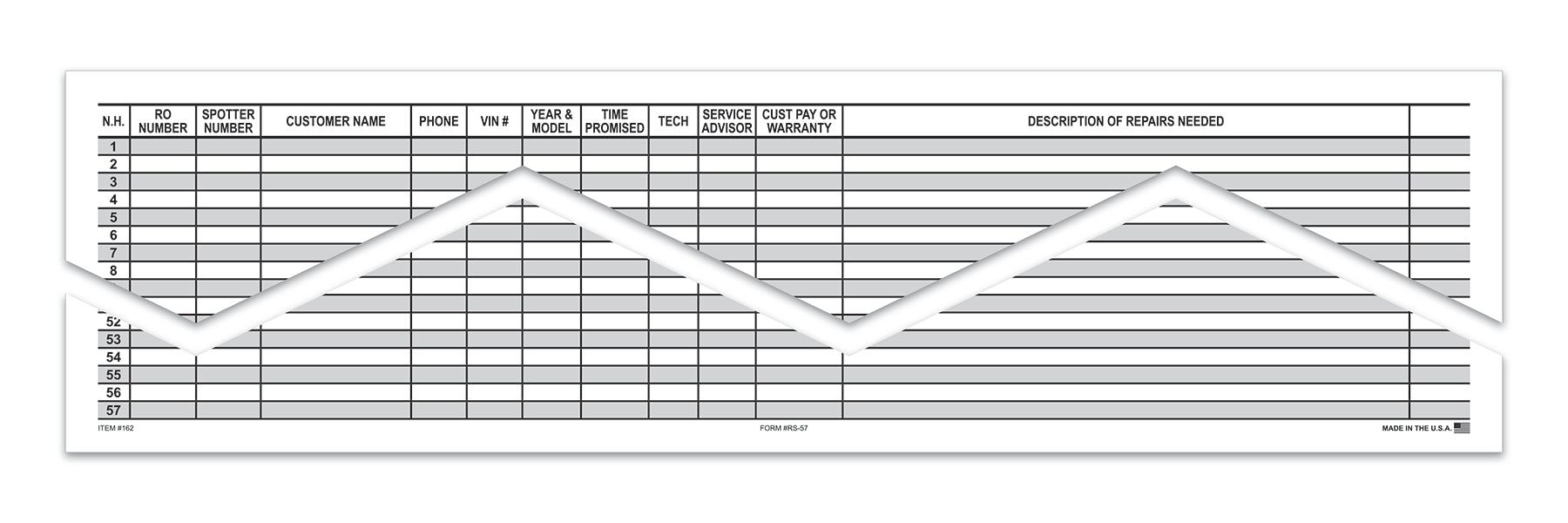 Route Sheet - RS-57 - 57 Line, 17" x 22" 50 Per Pad