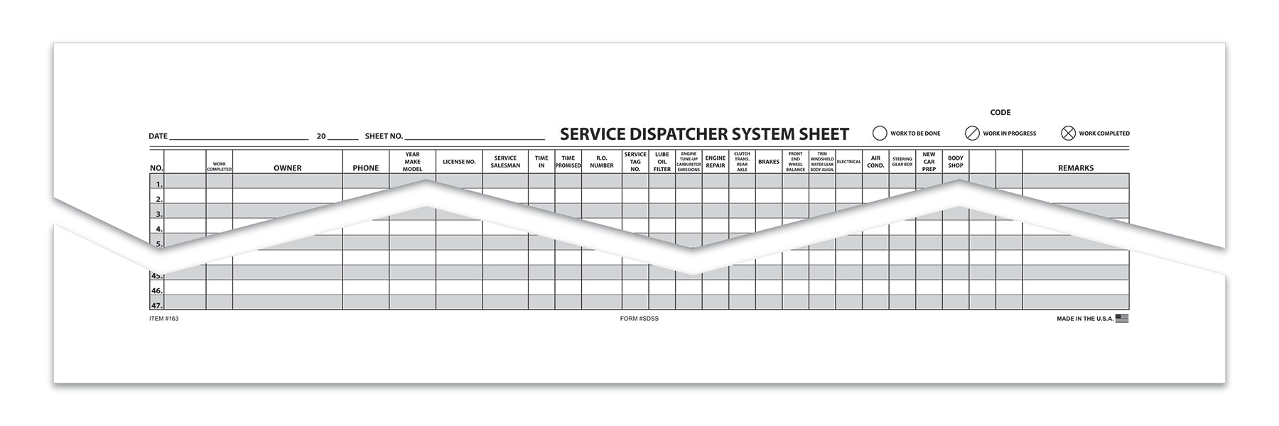 Route Sheet - SDSS - 47 Line, 17" x 22" 50 Per Pad