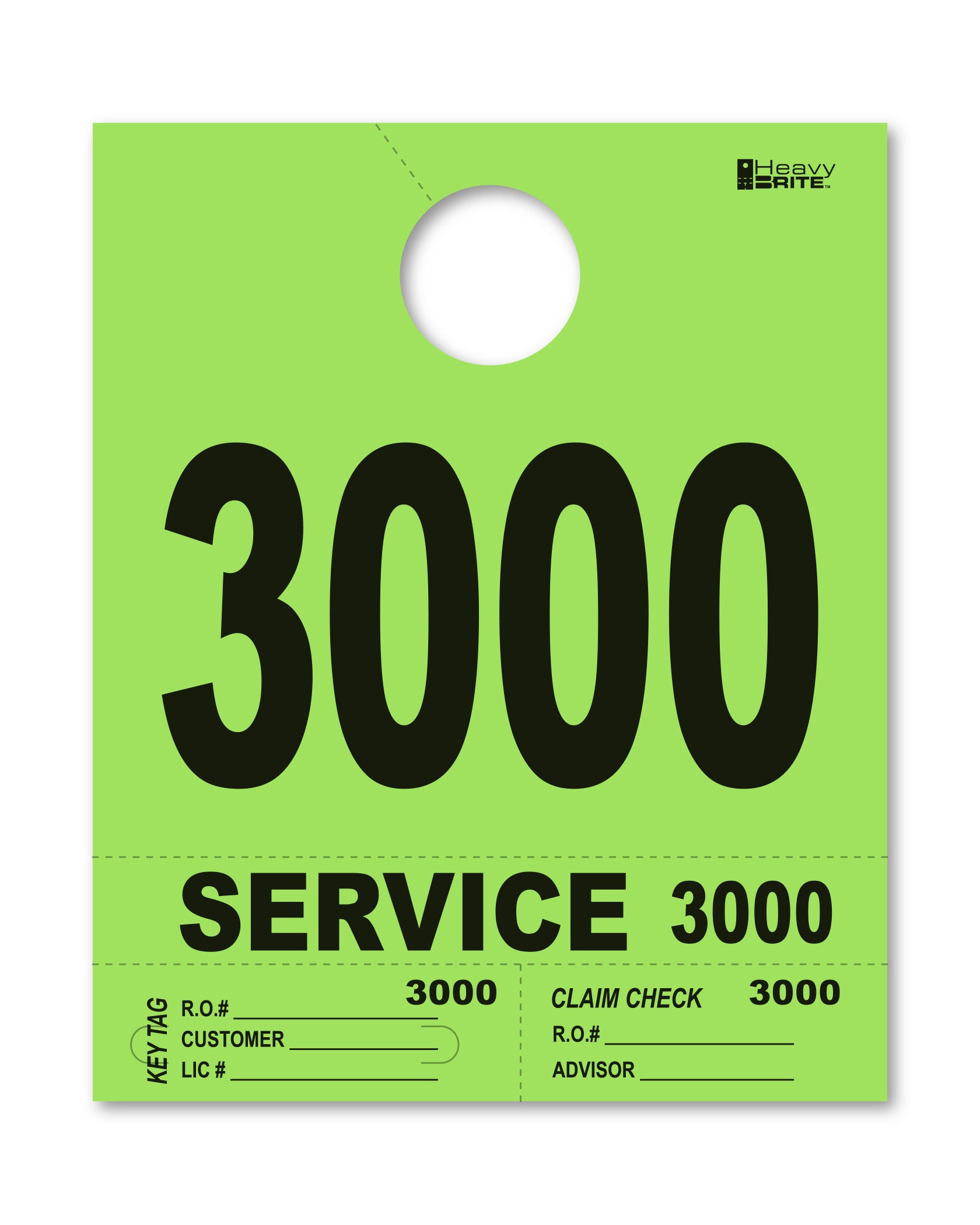 4 Part Heavy Brite Disp. No. - HB4P-3 - Lime Green - 3000-3999
