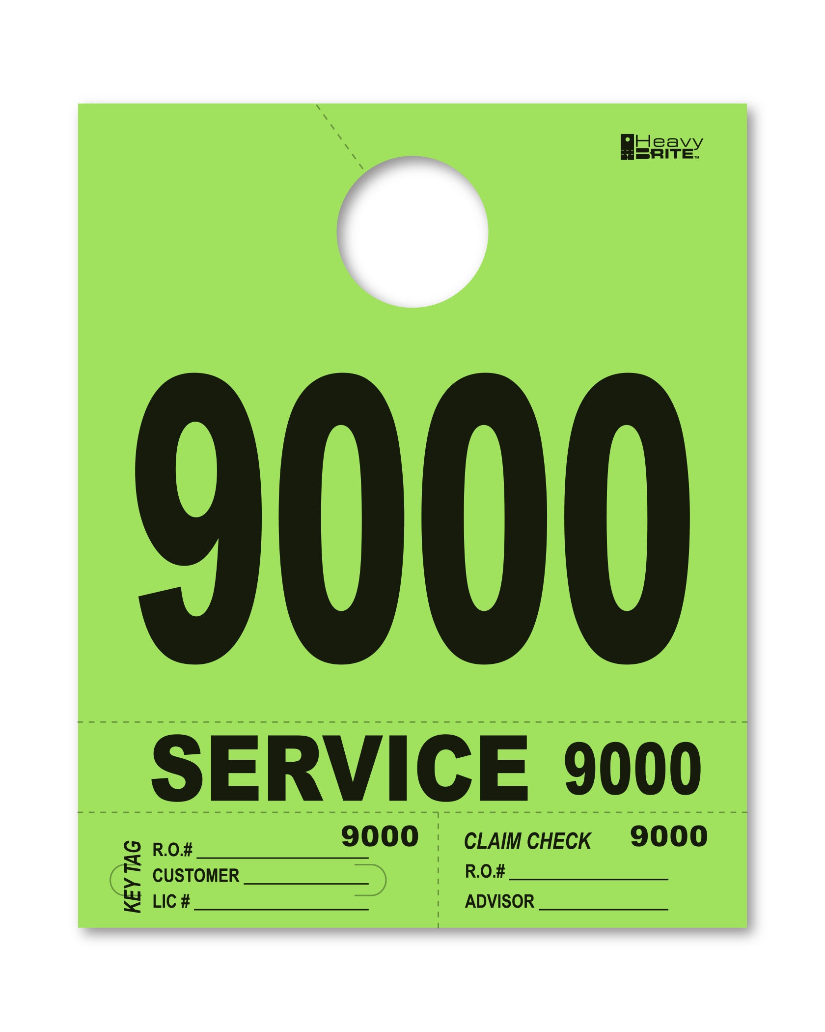 4 Part Heavy Brite Disp. No. - HB4P-9 - Lime Green - 9000-9999