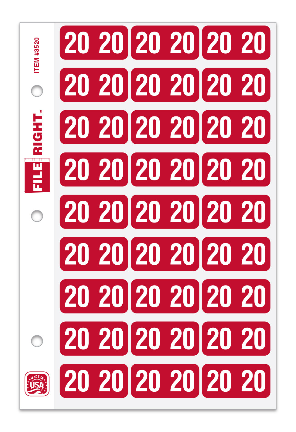 Pack of 270 Year 2020 in Ring book Style