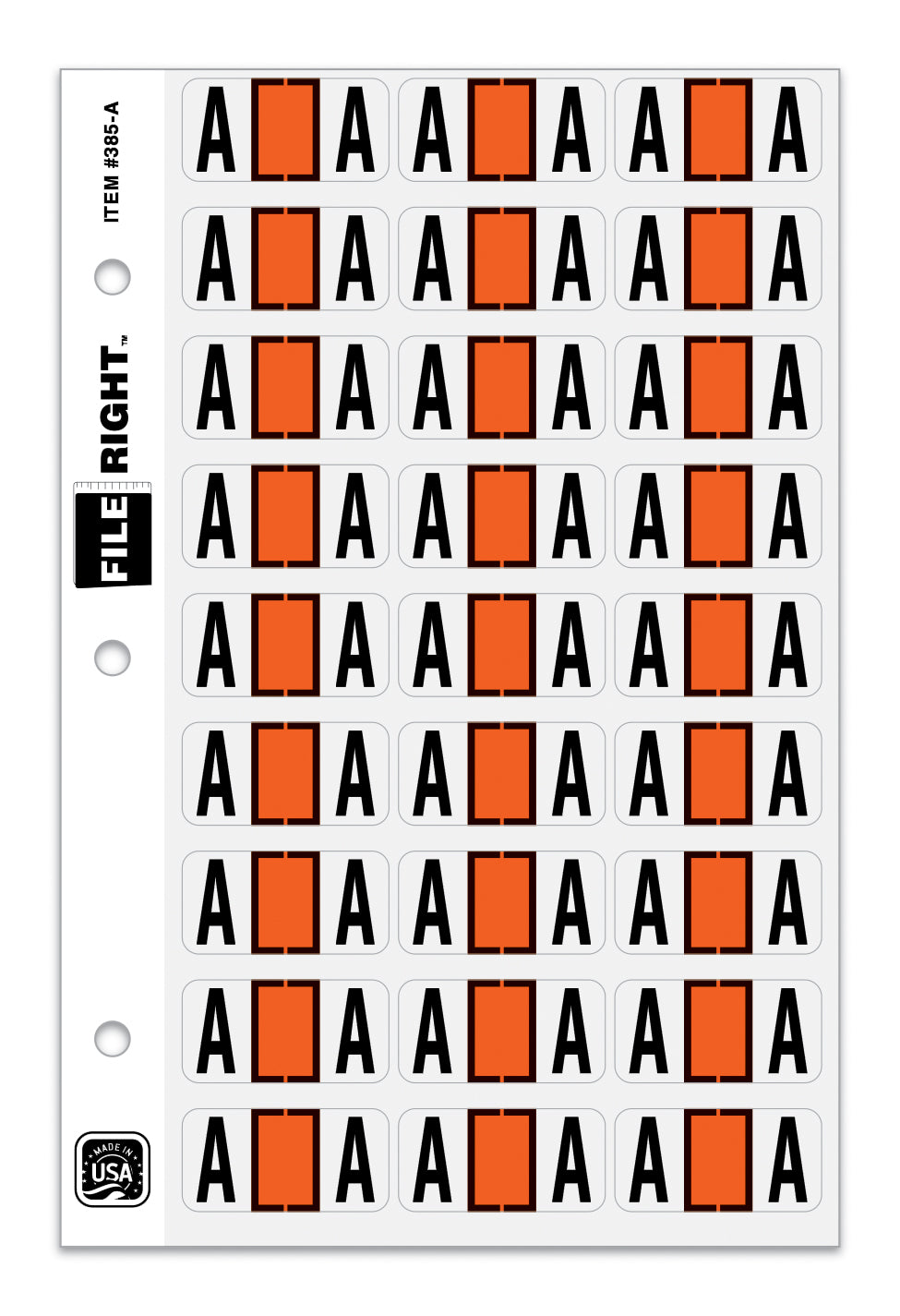 Color-Code Alphabet Letter A, Ring Book, Pkg. of 270 Labels | File Rig