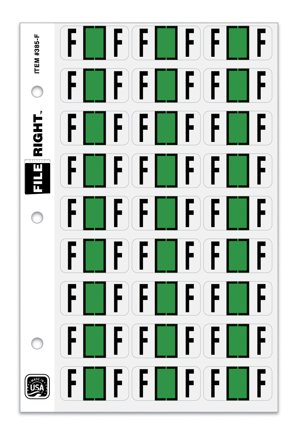 Color-Code Alphabet Letter F, Ring Book, Pkg. of 270 Labels