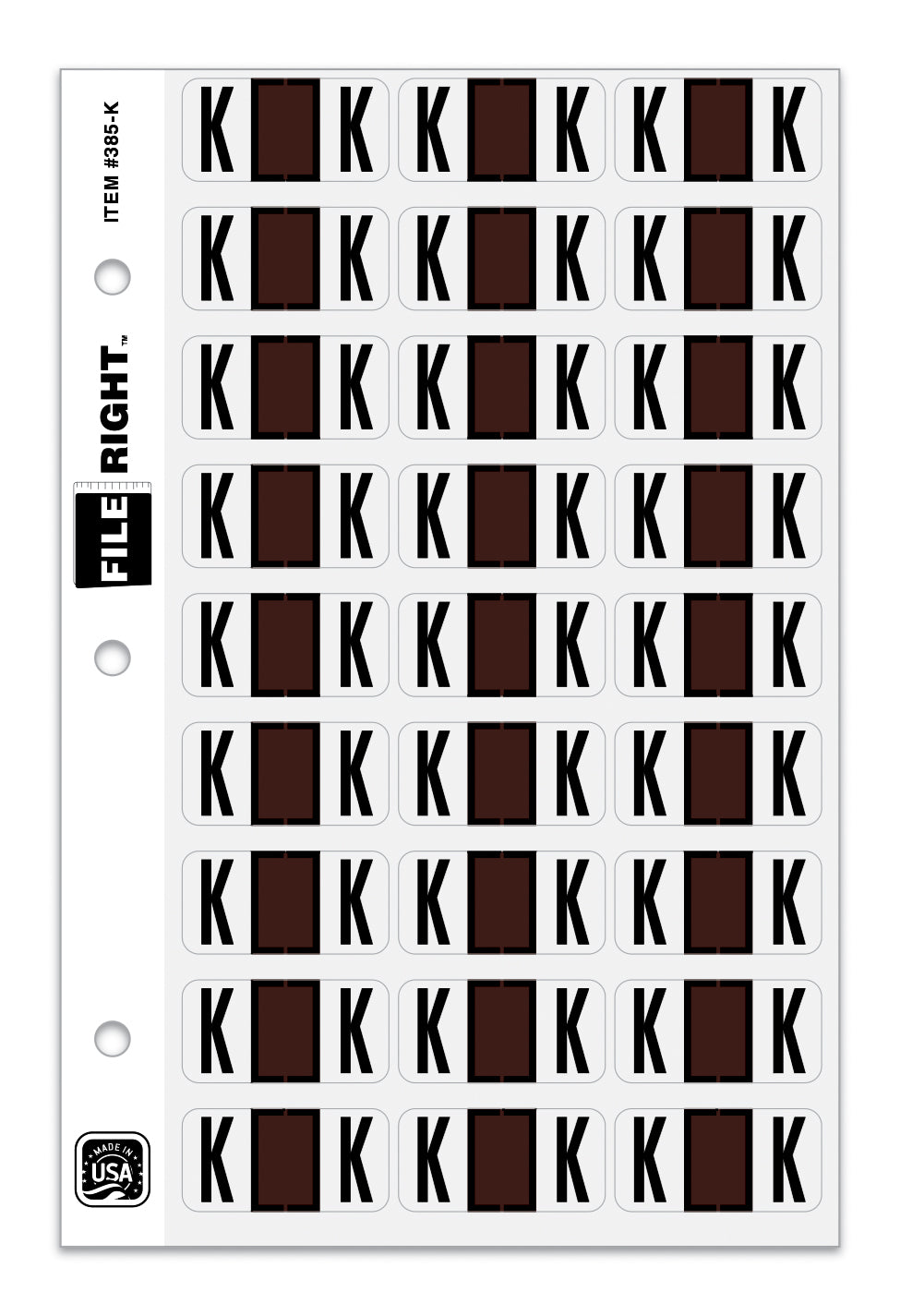 Color-Code Alphabet Letter K, Ring Book, Pkg. of 270 Labels