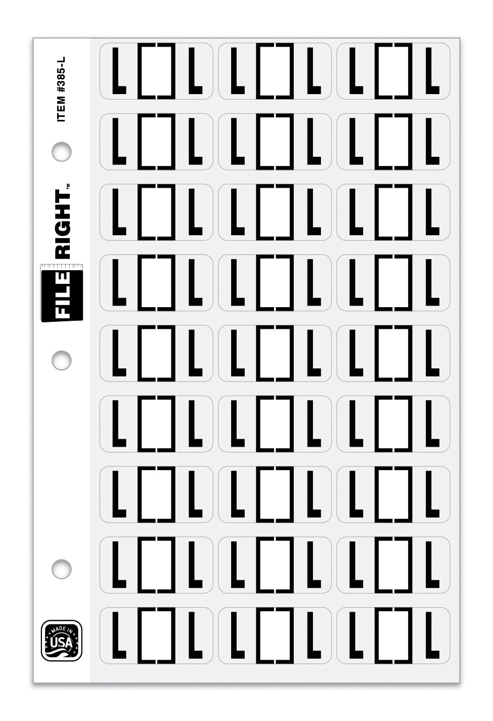 Color-Code Alphabet Letter L, Ring Book, Pkg. of 270 Labels | File Rig