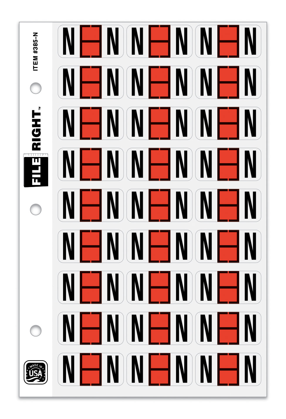 Color-Code Alphabet Letter N, Ring Book, Pkg. of 270 Labels