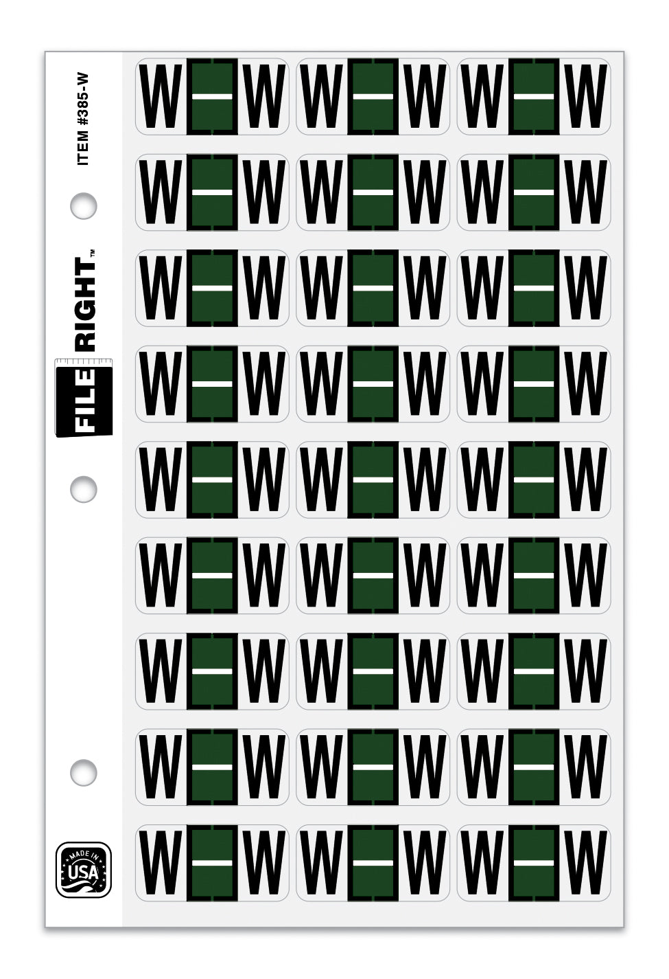 Color-Code Alphabet Letter W, Ring Book, Pkg. of 270 Labels
