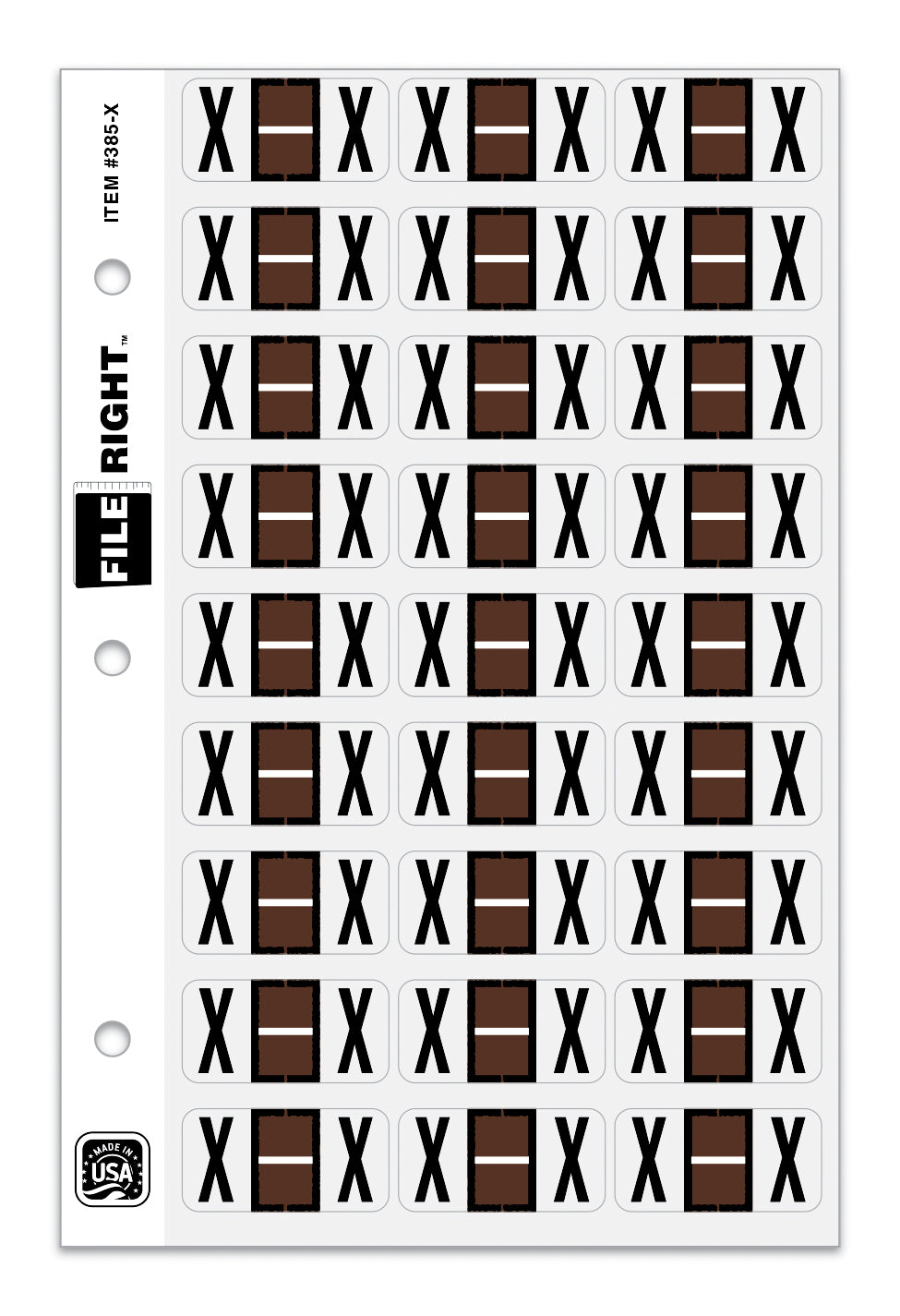Color-Code Alphabet Letter X , Ring Book, Pkg. of 270 Labels