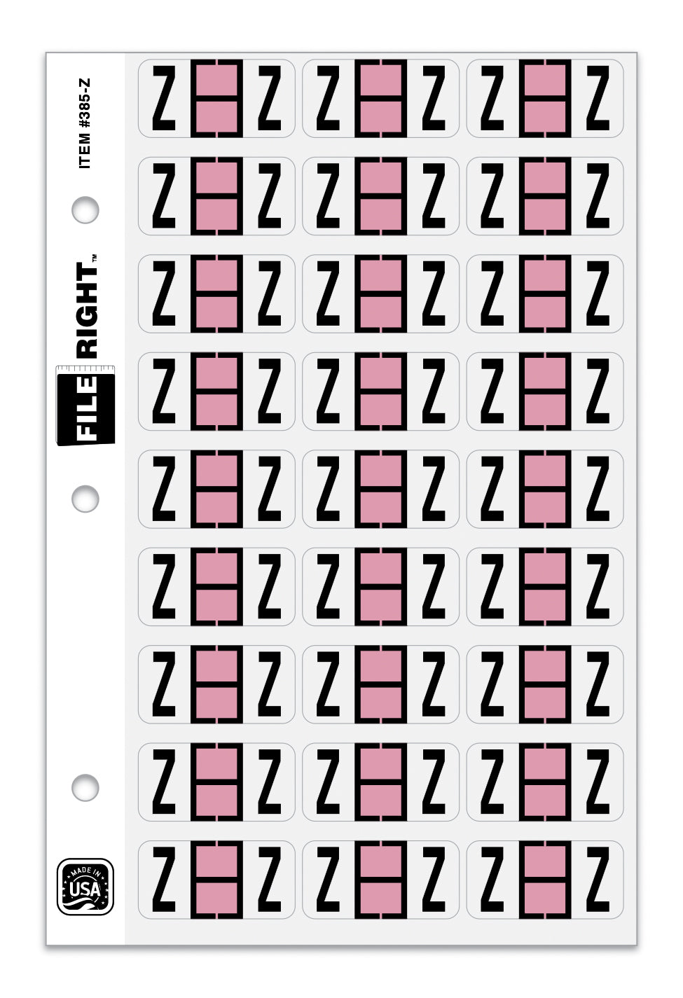 Color-Code Alphabet Letter Z, Ring Book, Pkg. of 270 Labels
