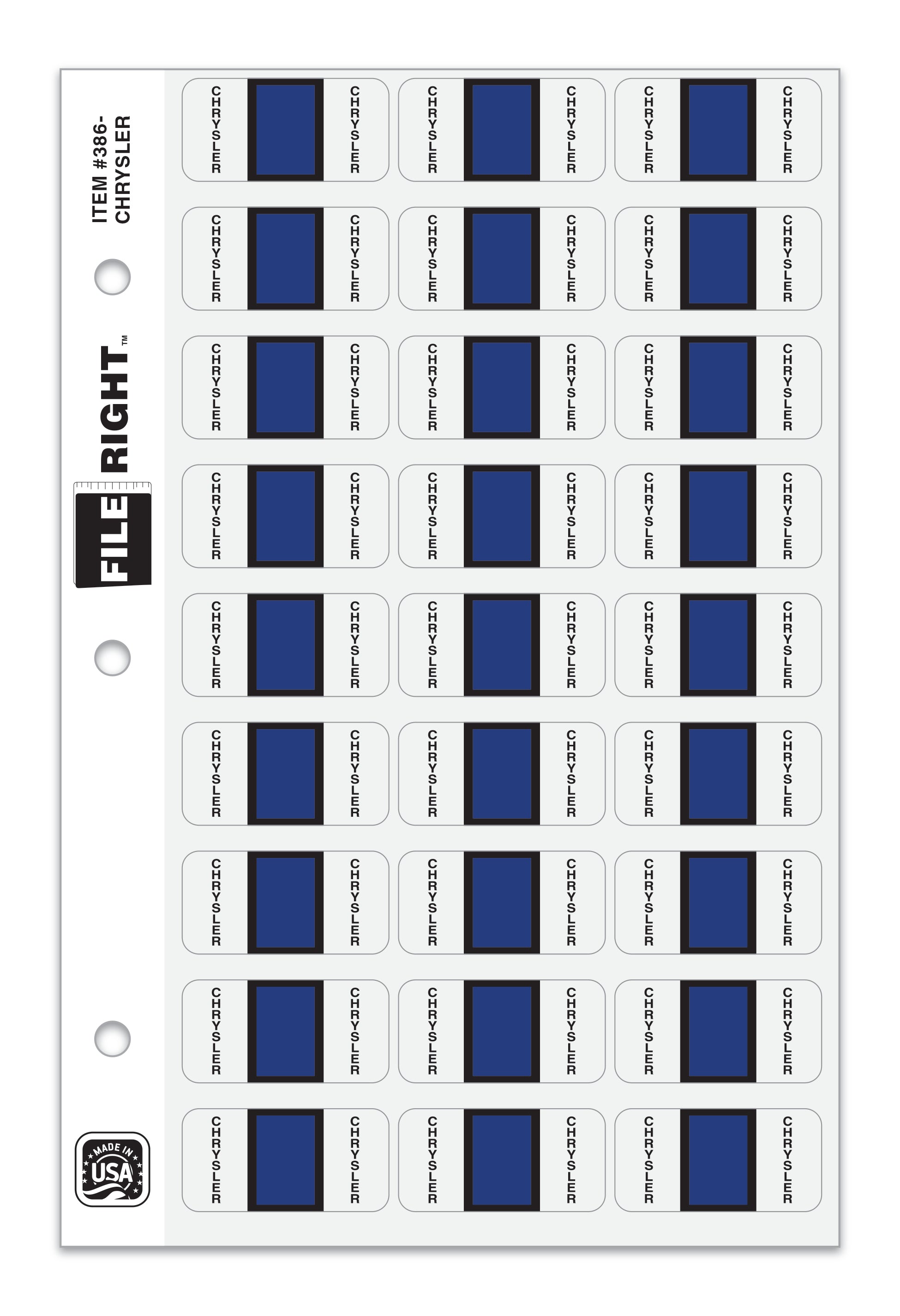 Color-Code Auto-Make CHRYSLER, Ring Book, Pkg. of 270 labels