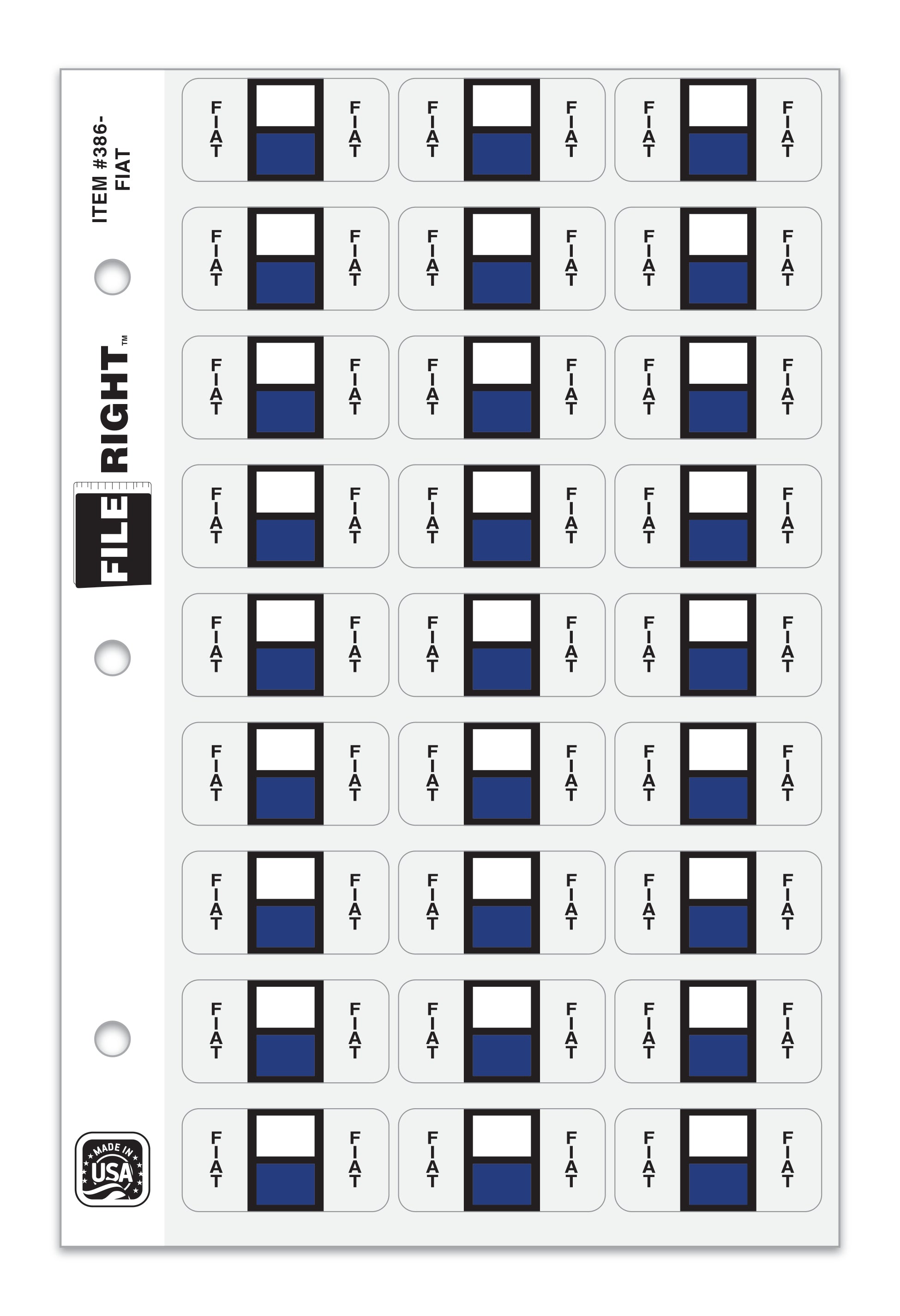 Color-Code Auto-Make FIAT, Ring Book, Pkg. of 270 labels
