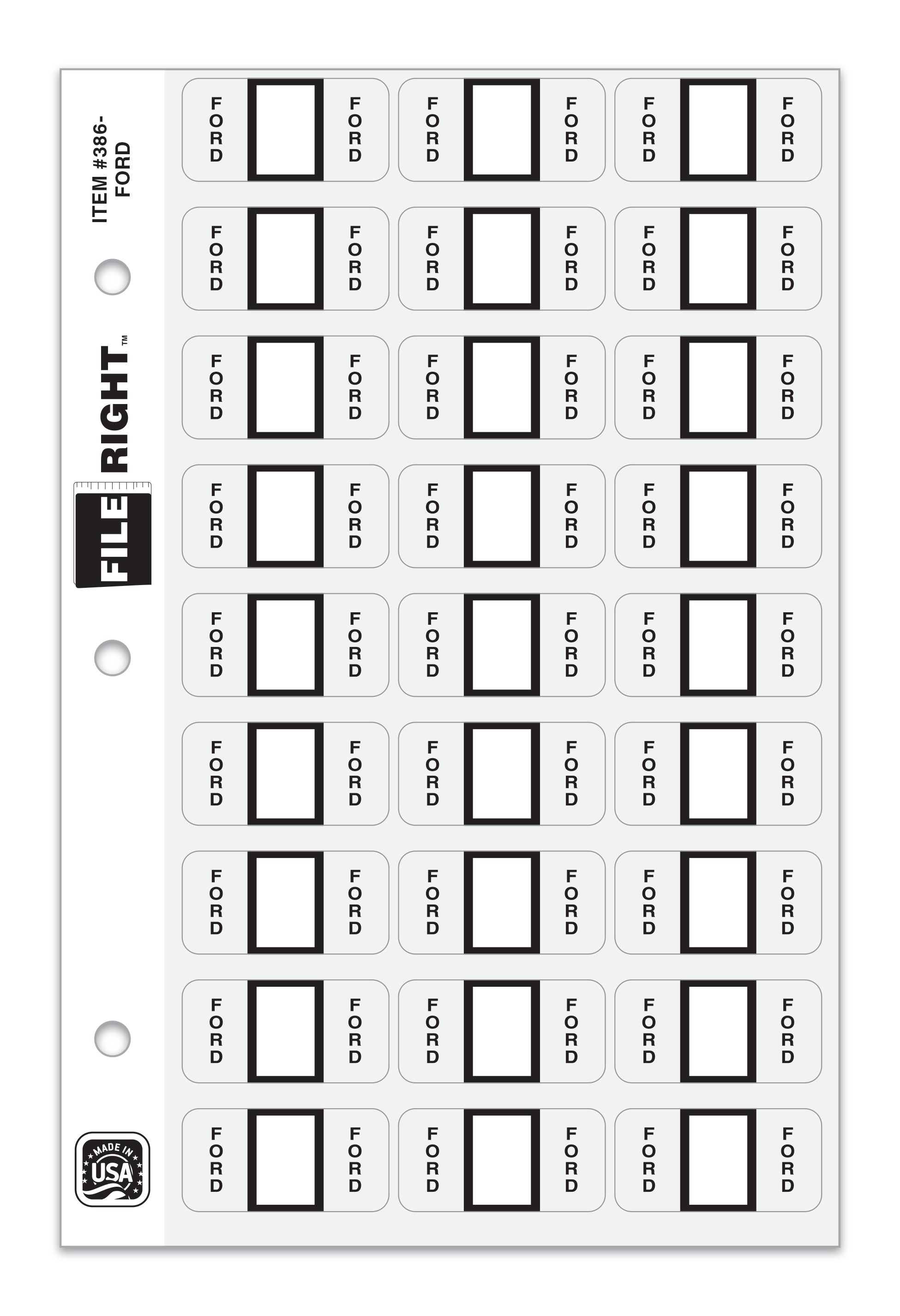 Color-Code Auto-Make FORD, Ring Book, Pkg. of 270 labels