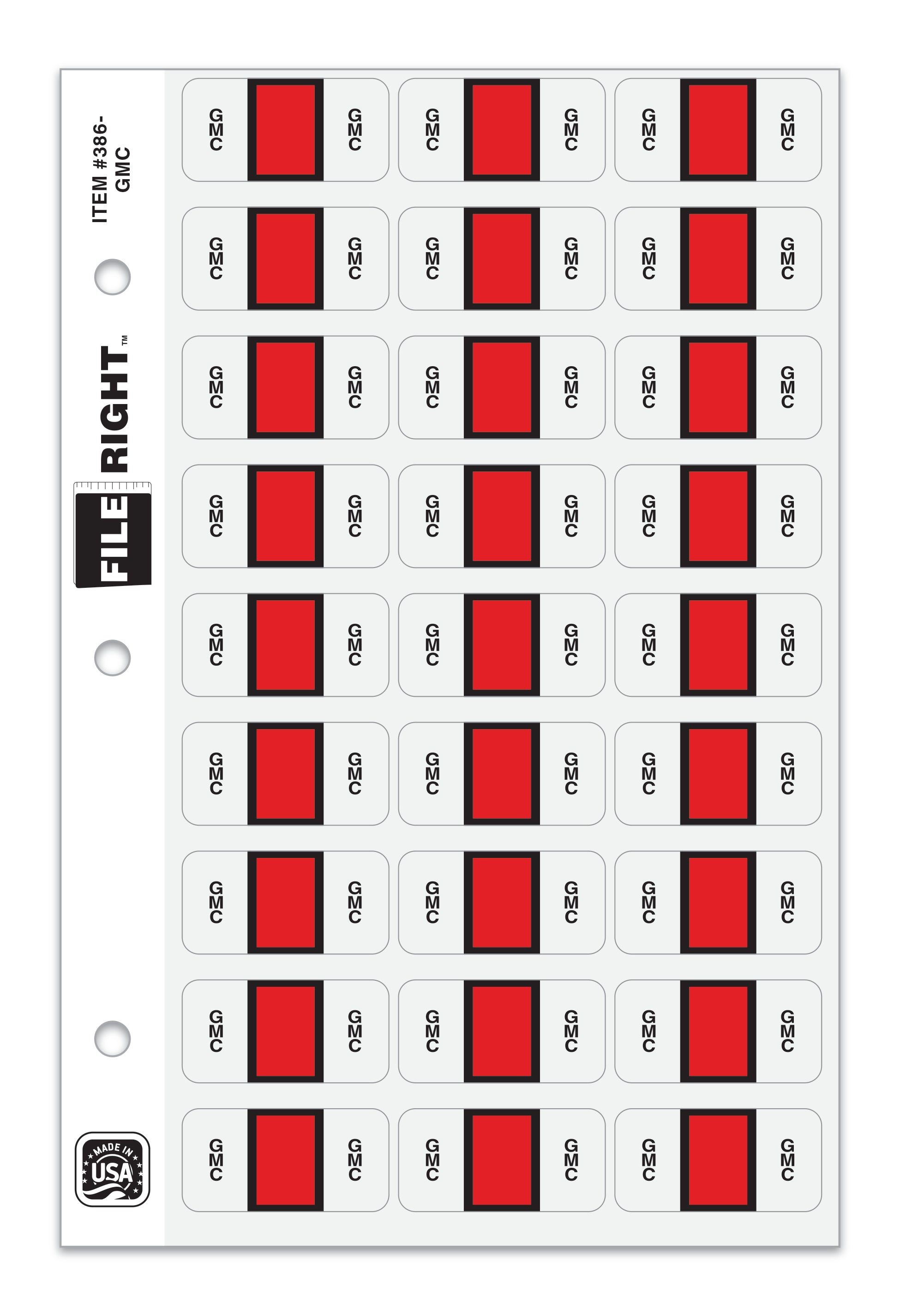Color-Code Auto-Make GMC, Ring Book, Pkg. of 270 labels