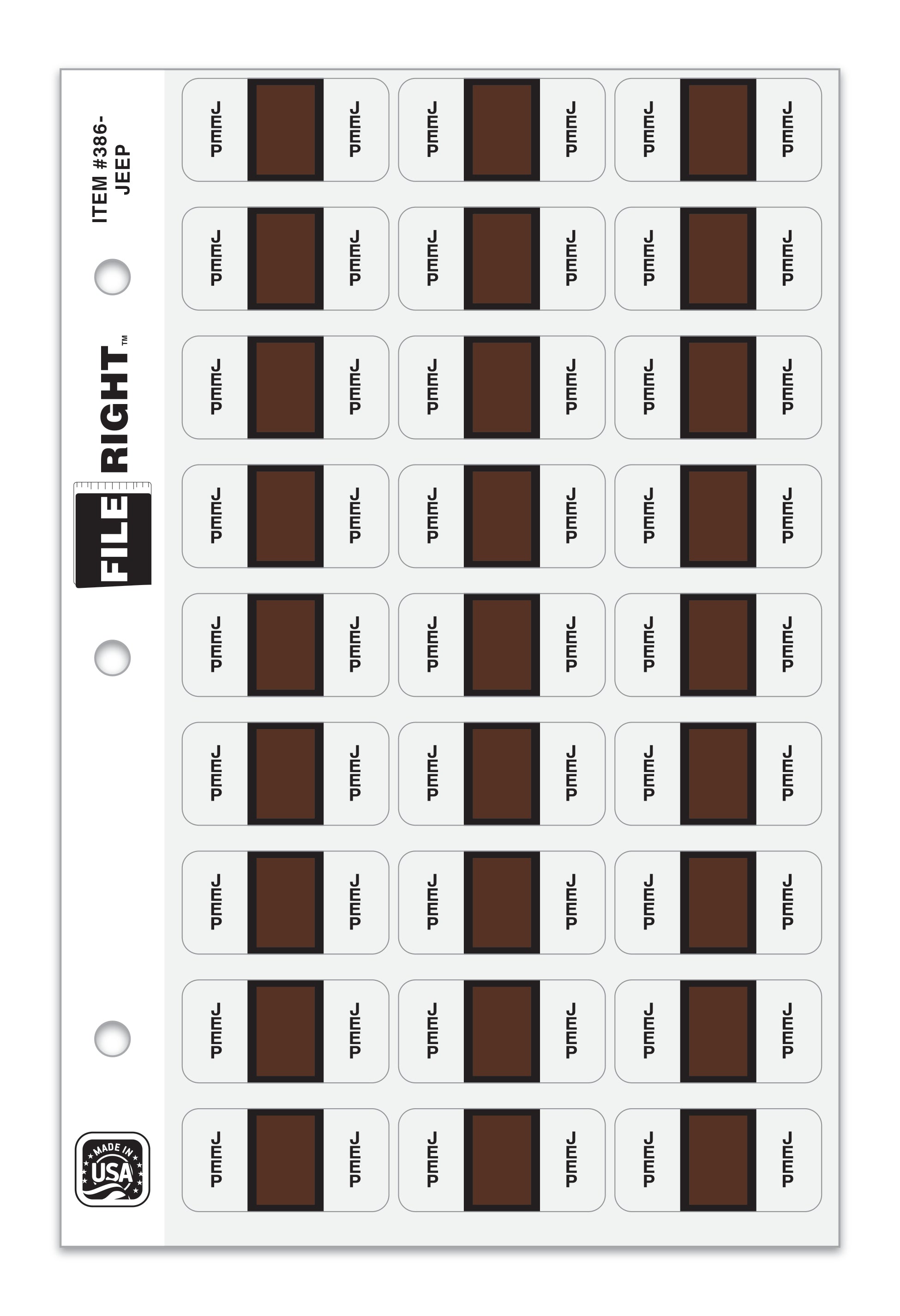 Color-Code Auto-Make JEEP, Ring Book, Pkg. of 270 labels