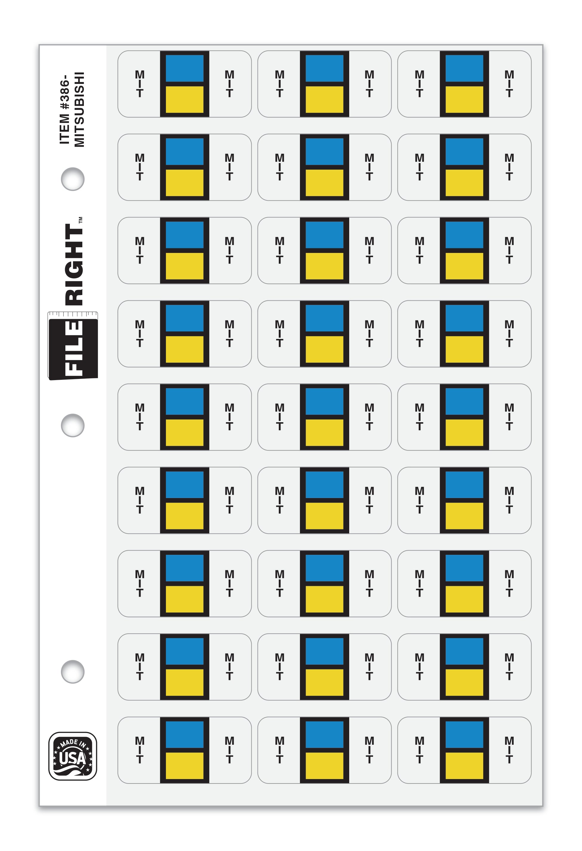 Color-Code Auto-Make MIT, Ring Book, Pkg. of 270 labels