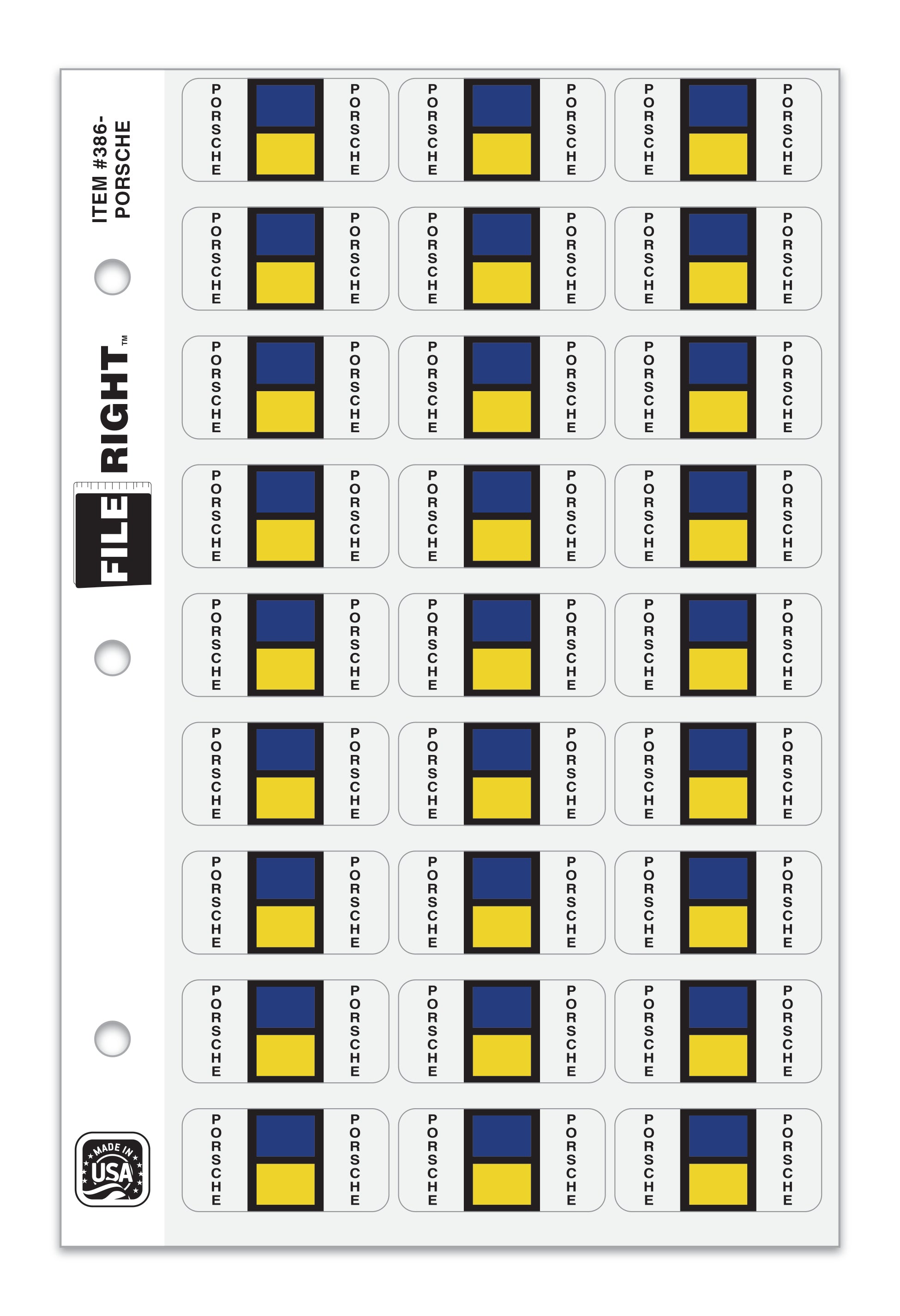Color-Code Auto-Make PORSCHE, Ring Book, Pkg. of 270 labels
