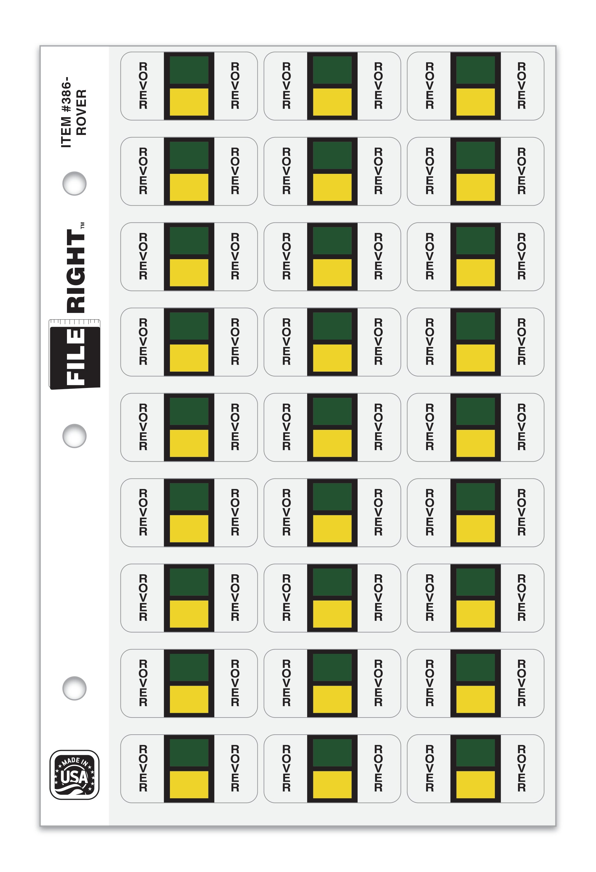 Epic Rover Labels Color-Code Auto-Make ROVER, Ring Book, Pkg. of 270 labels | File Right