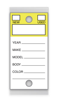 Color-Top Versa-Tag - YELLOW # 202 - 250 Per Box With Rings