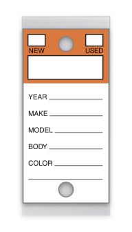 Color-Top Versa-Tag - ORANGE # 202 - 250 Per Box With Rings