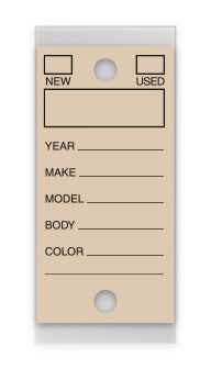 Self-Protect Key Tags - TAN #200 - 250 Per Box With Rings