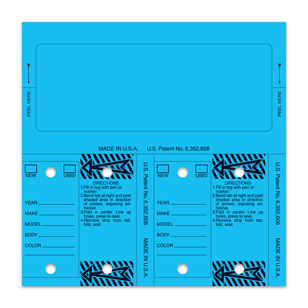 Control-Tags - #226 - Qty. 125 Per Box With Rings - Blue Blank