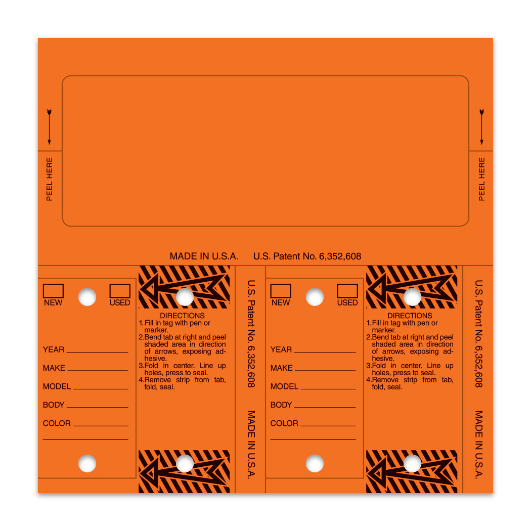 Control-Tags - #226 - Qty. 125 Per Box With Rings - Orange Blank
